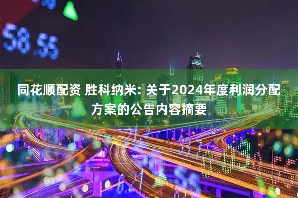 同花顺配资 胜科纳米: 关于2024年度利润分配方案的公告内容摘要