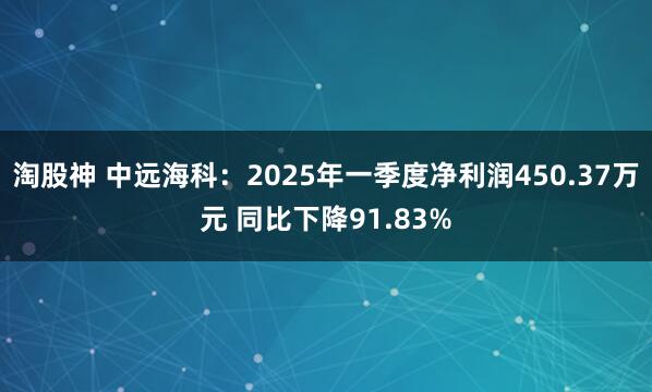淘股神 中远海科：2025年一季度净利润450.37万元 同比下降91.83%