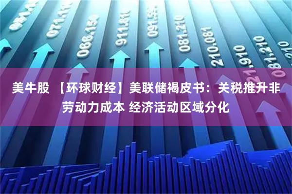 美牛股 【环球财经】美联储褐皮书：关税推升非劳动力成本 经济活动区域分化